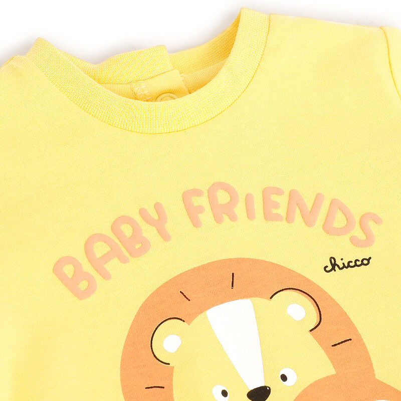 Boys Medium Yellow Printed Short Sleeve Rompers image number 2